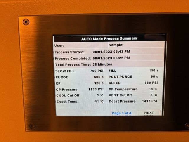 Dryer panel, auto mode process summary